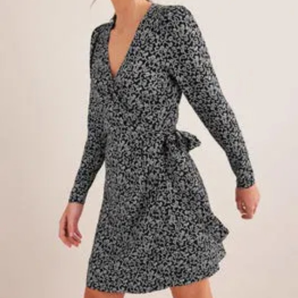 Boden Wrap Detail Mini Dress Size 16/18L Black